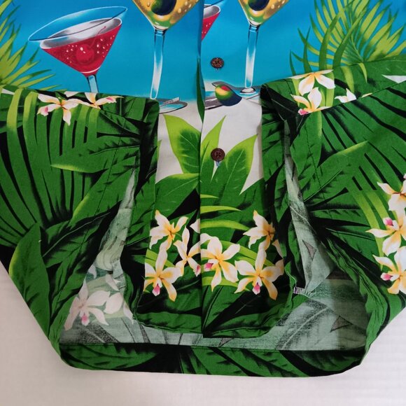RJC Men's Blue Martinis Cocktails Tropical Short Sleeve Shirt Size XL - Picture 10 of 13